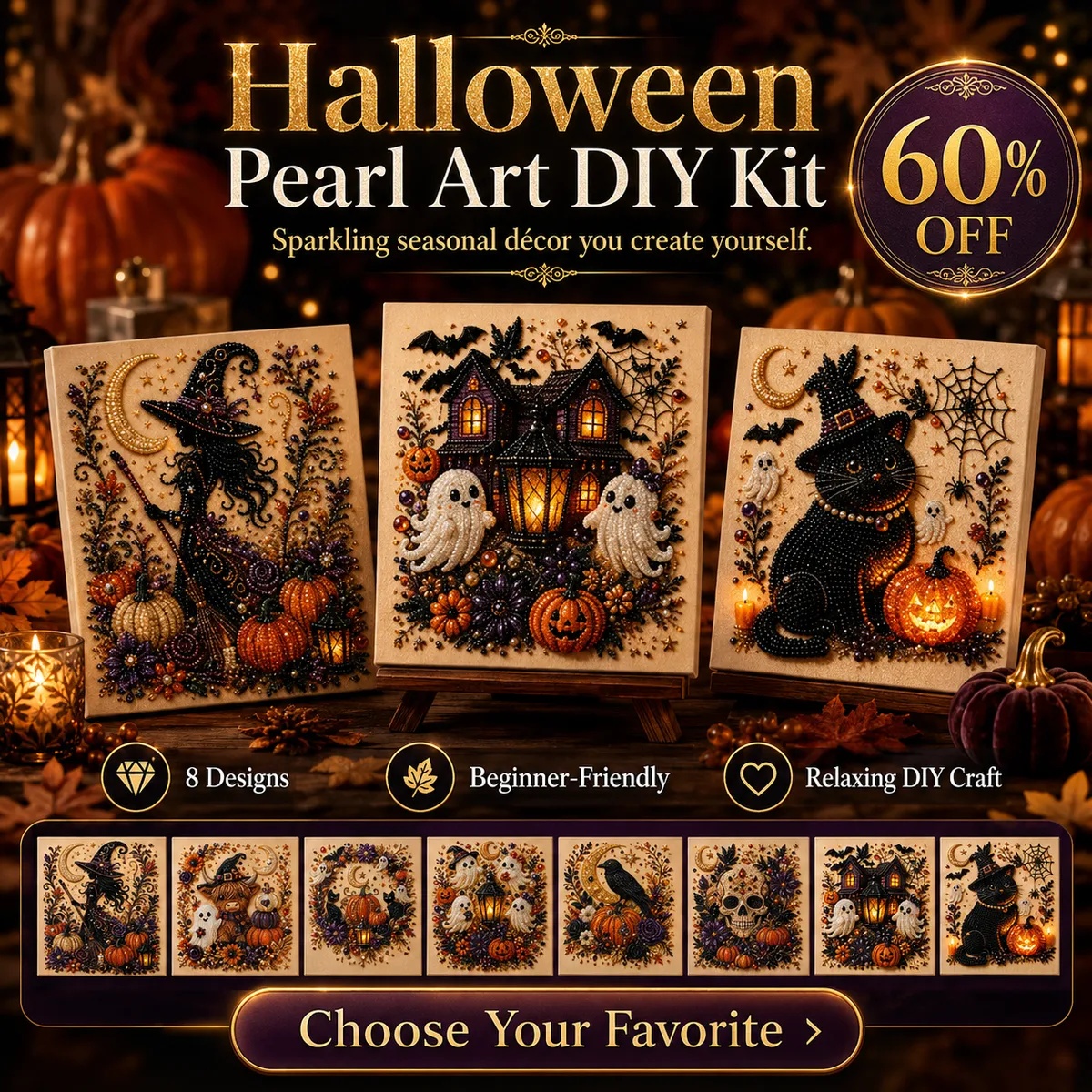 🔥 Last Day 60% OFF — Halloween DIY Diamond Art Kit for Spooky Home Decor 🎃