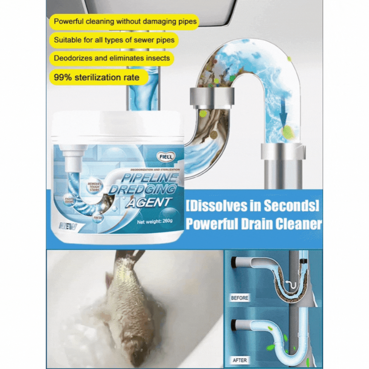 Instant Pipe & Drain Declogger – Dissolves Clogs in Seconds!