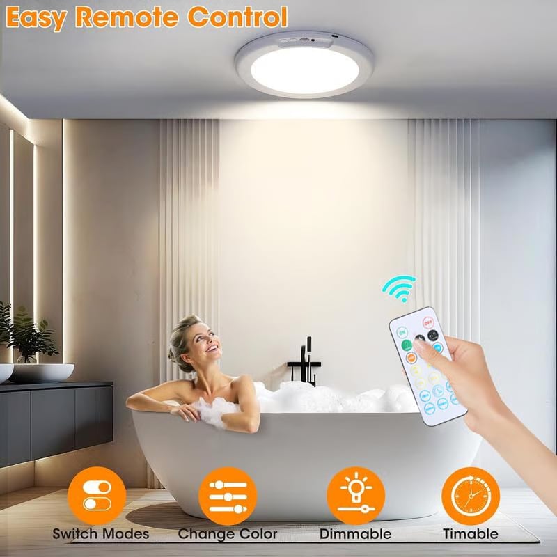 Rechargeable Motion Sensor Ceiling Light – Wireless Magnetic LED Light with Remote (No Wiring Needed)