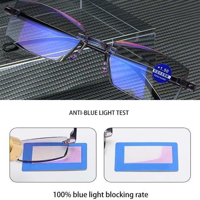 Sapphire high hardness anti blue light intelligent dual focus reading glasses